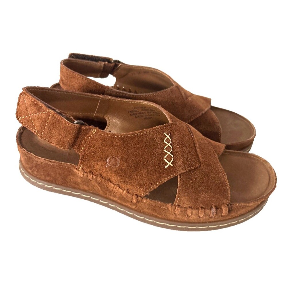 Born Ebba Women’s Slingback Platform Wedge Sandal size 7 NWT Brown Suede